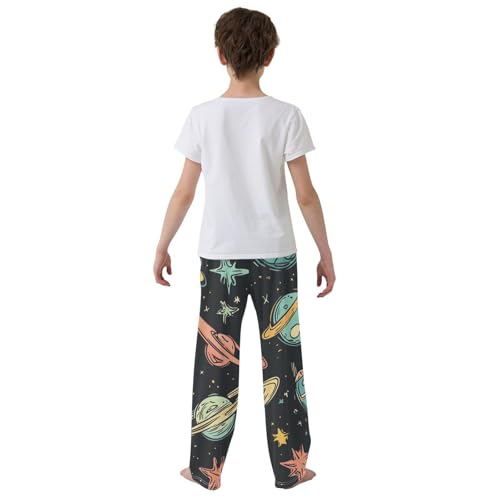 ZZXXB Space Planets Rocket Boys Long Pants Soft Trousers Elastic Waist Kids Lounge Bottoms with Pockets S-XL3