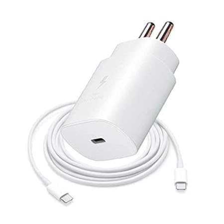 Image of Original 25W Charger for S21 / S21+ / S21 Ultra / S20 / S20+ / S20 Ultra | Fast Charger Celluar Phones (Adapter & C to C Cable) (White)(DEC157)