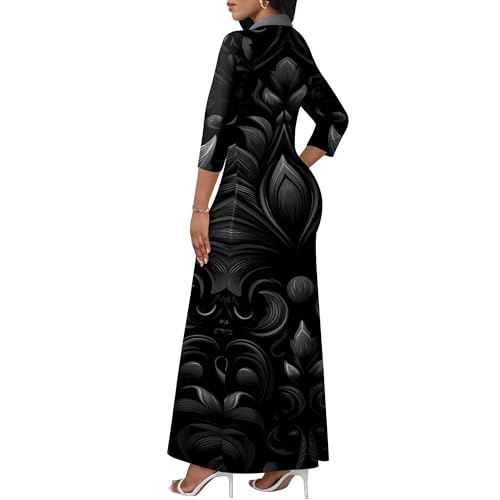 Image of PinkPatty Women's Casual 3 /4 Sleeve Polo V Neck Bodycon Maxi Dress