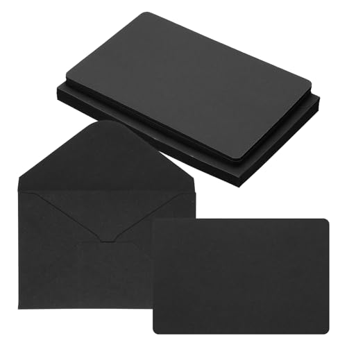Carton épais pour cartes de vœux vierges 4x6" et enveloppes noires chic