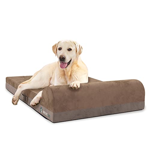 WEVEGO Jumbo Orthopedic Dog Bed, Pillow Dog Bed with Thicken Gel Memory Foam Flannel Fabric, Durable Waterproof Liner & Removable Washable Cover with Non-Slip Bottom