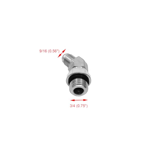 Image of (2-PACK) 6802-06-08-NWO Hydraulic Hose Adapter Fitting 3 /8 inch Male JIC 37Flare(9 /16 inch-18UNF)x1 /2 inch Male Adjustable Nut O-Ring Boss(3 /4 inch-16UNF)45Elbow SAE Pipe Joints Connector Carbon Steel