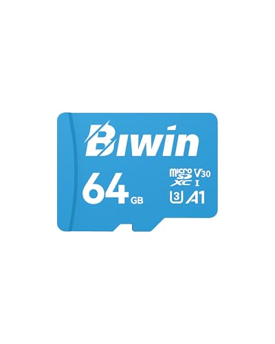 Biwin MS100 Micro SDXC Card 64GB, MicroSD UHS-I Memory Card, A1, V30, U3 Class 10, Up to 100 MB/s Read Speeds for Smartphones, Tablets, Home Security Camera and Dash Cams