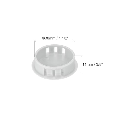 Image of MECCANIXITY 64PCS 38mm(1 1 /2 inch) Light Gray Plastic Hole Plugs, Flush Type Panel Hole Plugs Insert End Caps for Locking Hole Tubes Furniture Cabinet