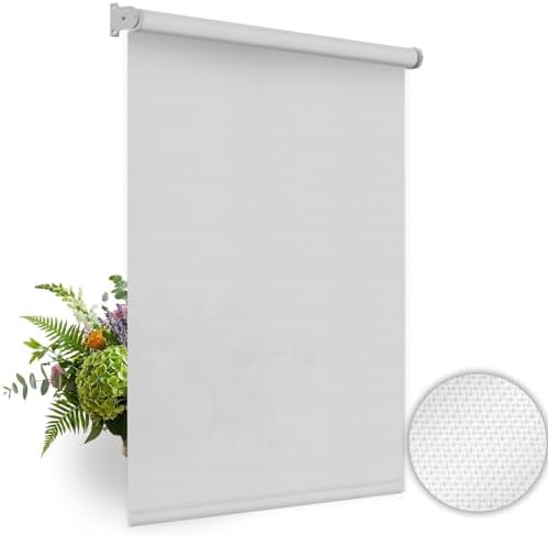 HILADUO Customized Solar Screen Roller Shade Blinds with Remote-Controlled Motorized Operation, Minimal to Blackout Visibility, Made in The USA