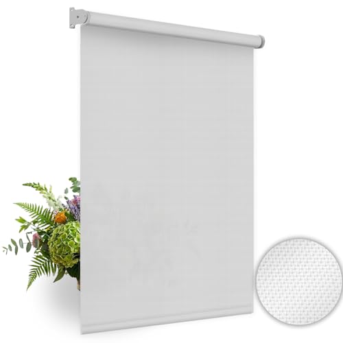 HILADUO Customized Solar Screen Roller Shade Blinds with Remote-Controlled Motorized Operation, Minimal to Blackout Visibility, Made in The USA