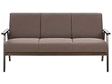 Beliani Retro Living Room Sofa Fabric Upholstery Wooden Frame 3 Seater Couch Brown Asnes