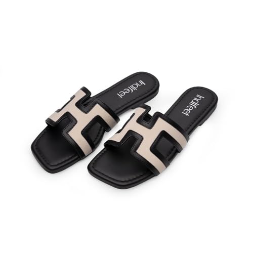 Image of Indifeet Women's Trendy Design Flat Slippers | Summer Footwear, Casual Comfort, Stylish, Daily Wear, Fashion, Slip On Flats, Denim Style Upper