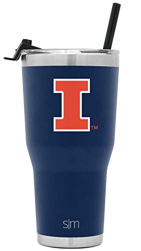 Simple Modern Officially Licensed Collegiate Illinois Illini Tumbler with Straw and Flip Lid | Insulated Stainless Steel 30oz Thermos | Cruiser Collection | University of Illinois