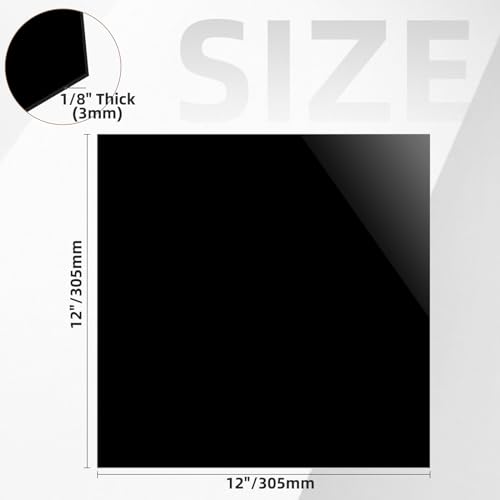 Image of 4 Pcs 12 inch x 12 inch Black Acrylic Sheets 1 /8 inch inch Thick (3mm), Black Square Plexiglass Sheets with Protective Paper for Signs DIY Display Projects, Craft, Photo Frames, Home Decor, white
