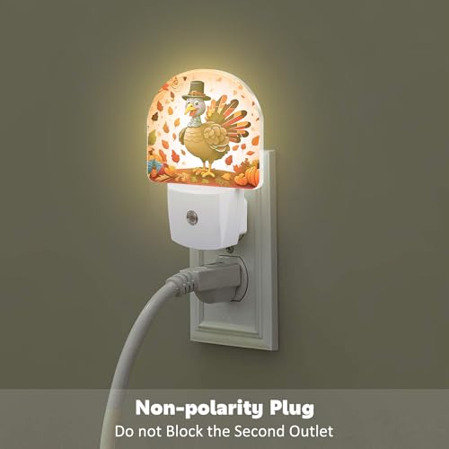 Image of Cute Cartoon Turkey Night Light for Kids,Thanksgiving Day Fall Autumn Night Light Plug in with Dusk to Dawn Sensor,0.5w Energy Saving Nightlight for Hallway Stairway Kitchen Bedroom