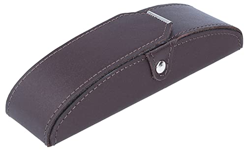  Pratica custodia per occhiali con bottone a pressione – Brema – in vera pelle con eleganti cuciture decorative in pelle marrone liscia
