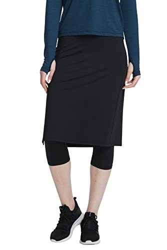 Slimour Modest Skirts With Leggings Capri With Skirt Attached For Women Skirted Leggings Active Skirts With Leggings Running Black Xl #TOP13