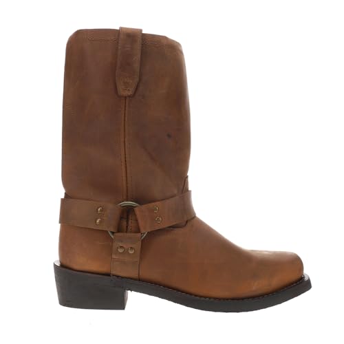 Dingo Mens Dean Harness Square Toe Pull On Motorcycle Casual Boots Mid Calf - Brown - Size 10 D