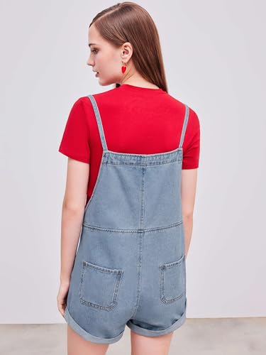 Image of CIDER Overall Shorts For Women Jean Denim Rompers Loose Fit Overalls | Cute Romper, Adjustable Strap Shortalls, Summer Casual Outfits