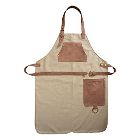Angus Stoke Kochschürze aus hochwertigem Canvas Tuch & Echtleder Cover