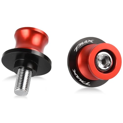 YIEBA 2 Piezas Soporte de Basculante, M6-Soportes de Trinquetes de Basculante para Motocicleta para T MAX TMAX 500 530 T-MAX 530 DX SX 2004-2019 Carretes de Brazo Oscilante Slider para Moto (Rojo)