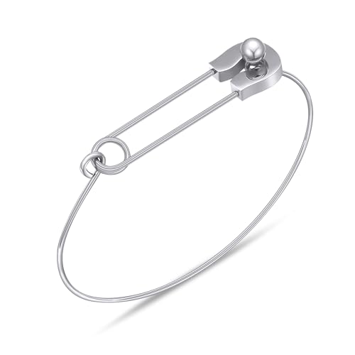 Fashion Safety Pin Hook Bangle Bracelet, AILUOR Vintage Punk Classic Simple Love Bracelet Jewelry Unisex - Main Image