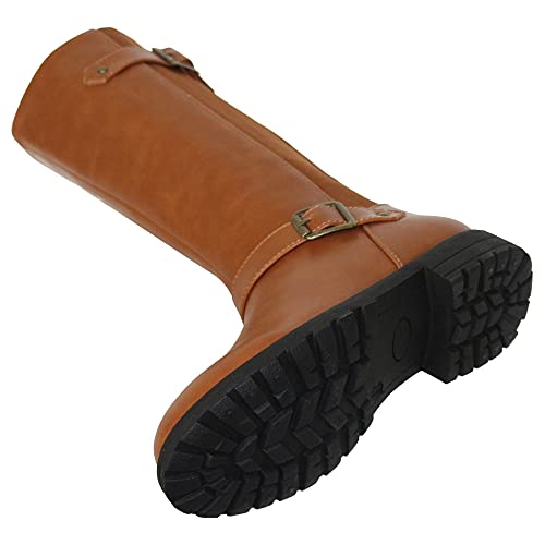 Generation Y Girl's Mid-Calf Knee-High Boots Riding Zip Closure Brown Tan Size 5 #TOP5