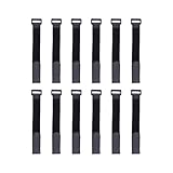 Verazquy Paquete de 12 correas de cable de gancho y bucle, organizador de nailon autoadhesivo negro, cierre elástico con hebillas de sujeción, bridas ajustables, resistentes, multiusos, reutilizables