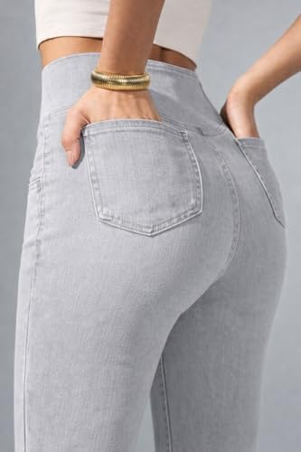 Image of ADBUCKS Women High Rise Flared Jeans High Waisted Bell Bottom Jeans Trendy Stretchy Flare Jeggings with Pockets