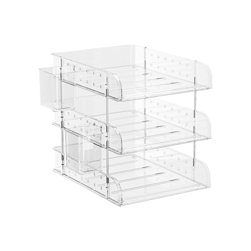 Sehuby Archivador de archivos, organizador de documentos, organizador con vaso para bolígrafos, organizador de escritorio multiusos, apilable
