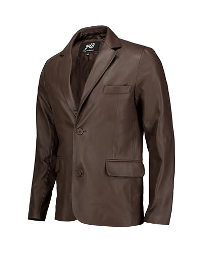 Image of Jild Invisible Stitching Casual Leather Blazer for Men - 2-Button Closure Coat Style Regular Fit Lambskin Leather Jacket Men