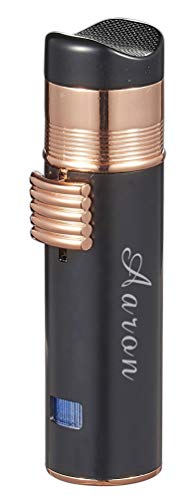 Personalized Visol Visol Saddle Black And Rose Gold Triple Torch Lighter With Free Laser Engraving (Text) #TOP16