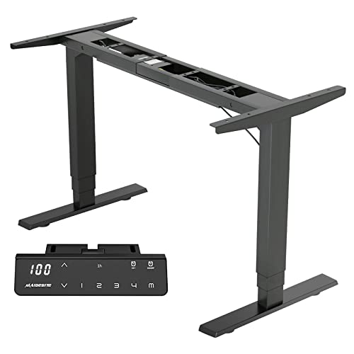 MAIDeSITe® Escritorio Ajustable Eléctrica Ajustable Altura Mesa de Pie, Escritorio de Acero Sólido con Tecal de Memoria Automática Inteligente Charge (Dual Motor: Upgrade, Black) Cover