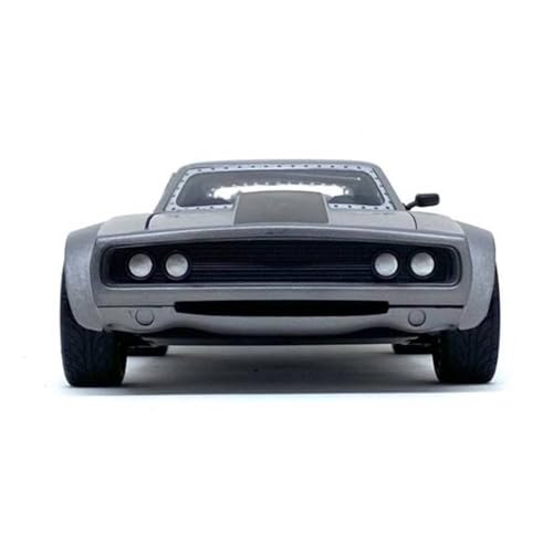 Auto a escala 1:24 Dom's Ice Charger metal plateado miniatura 2