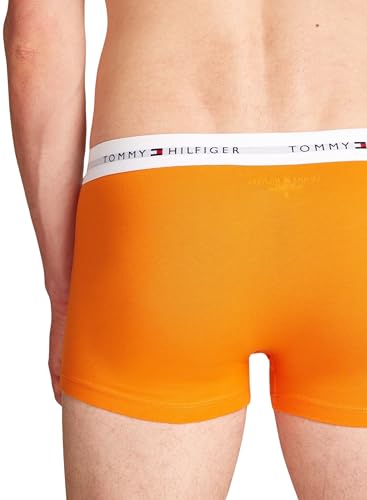 Tommy Hilfiger Herren 3er Pack Boxershorts Trunks mit Logobund, Mehrfarbig (Mid Turq/Orange Thunder/des Sky), S 4