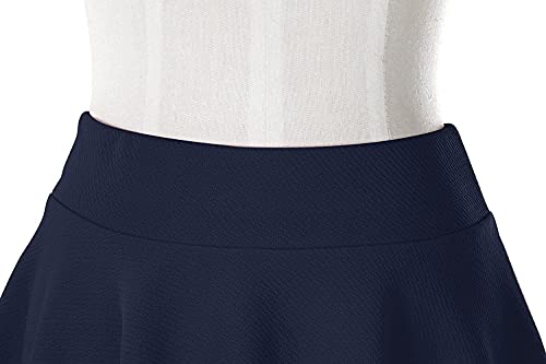 Women's Basic Solid Versatile Stretchy Flared Casual Mini Skater Skirt3