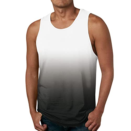 Hombre Pluma Moda de Verano para Hombre Casual Beach Seaside Digital 3D Impreso Cuello Redondo Camiseta sin Mangas Chaleco Top Camiseta Penguin Hombre (White, XXXL)