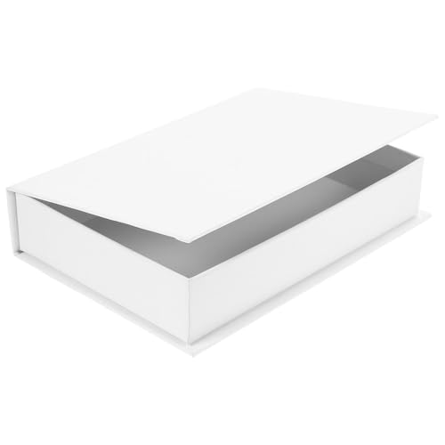 KJHBV Boîte Décorative en Carton Forme Livre 22x15x4,5 Cm Blanche Ouverte, Fausse Boîte à Livres pour Rangement Discret Bijoux et Petits Objets, Décor...