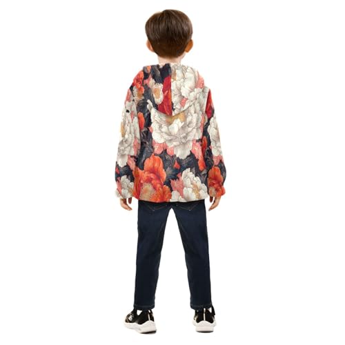 Beautiful Flowers Toddler Fleece Jacket Girl Boys Hooded Fleece Jacket Coat Warm Outwear Zip-up 3-10T4