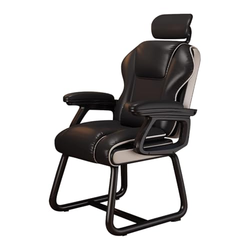 CYQQRDZSW Bürostühle Aus PU-Leder Ohne Rollen, Gaming Sessel mit Mittelhoher Rückenlehne, Schreibtischstuhl, Pc Stuhl, Geeignet für Rezeption, Lobby, Konferenzraum, Wartezimmer(Black)