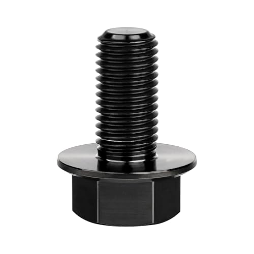 Image of Ti Screws M10 x 20 25 30 35 40 45 50 55 60 65 70 75 80 90 100mm 1.25 Pitch Titanium Flange Hex Bolt Pack of 4 (Black, M10x20mm)