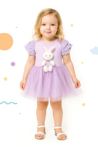 Image of Bold N Elegant Girl's Sequin Glitter Party Princess Sparkle Tutu Mini Dress Frock With Soft Plush Bunny Rabbit Toy For Infant Toddler Baby Girl's
