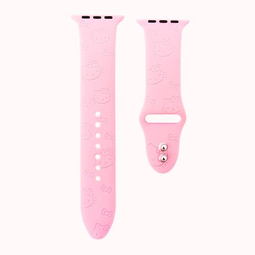 AKXOMY Cartoon Engraved Band Compatible with Apple Watch Band 49mm 45mm 44mm 42mm 41mm 40mm 38mm Girls Women Soft Silicone Lovely Style Band for iWatch Series 9 8 7 6 5 4 3 2 1 SE Ultra