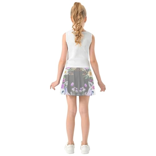 Skirts with Shorts Unicorn Head Flowers Athletic Shorts Girls Skorts Pink Cute Flowy Skirt 4t4