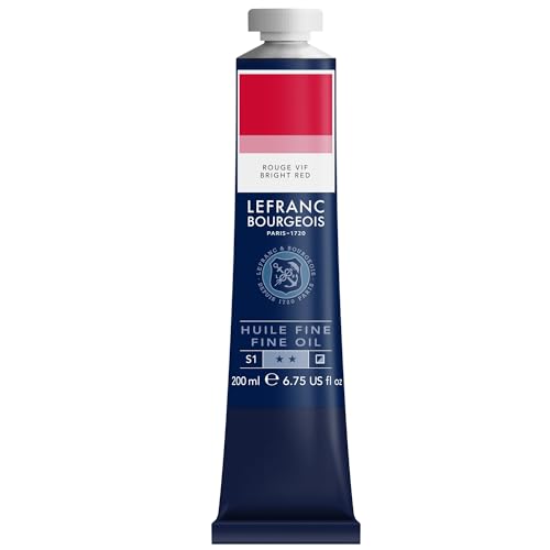 Lefranc Bourgeois - Pintura al óleo fina de calidad, resistente a la luz y de consistencia uniforme, tubo de 200 ml, ideal para lienzos y tableros de pintura, Rojo Vivo