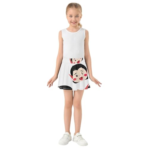 Joisal Toddler Tennis Skirts Cute Vampire Faces Girls' Shorts Athletic Skorts Outfit Girl Skort 4t3