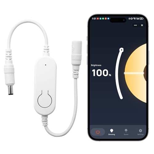 JBdusn LED Streifen Controller, DC12V 24V Wifi Bluetooth App gesteuert für Strip Kaltweiß warmweiß, Tuya Dimmer LED-Controller mit Android und IOS System Für alle 3528 5050 2835 led strip