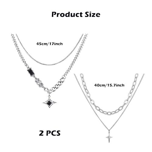 Image of Gothic Jewellery, Crescent Moon and Star Necklace with Chain Bracelet for Men, Punk Accessories, Gothic Bracelet for Men, Unisex Fashion Statement