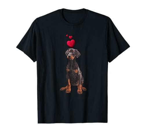 Shirt mit Dobermann Hund und Herz Hundemotiv T-Shirt