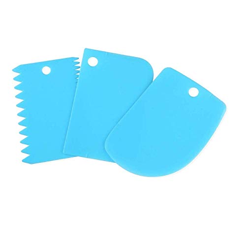 Image of 3 Pcs Set Plastic Dough Bench Cake Scrapper Cutter Smoother Edge Dough Cutter Icing Fondant Cake Decorating Tools (Random Color)