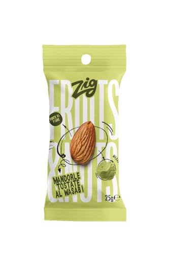 ZIG - Snack Fruits & Nuts - Almendras tostadas al wasabi 250 g | 10 paquetes de 25 g