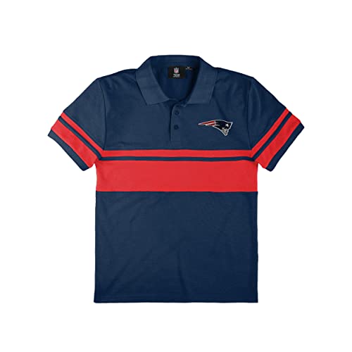 Nfl New England Patriots Football Team Logo Cotton Stripe Polo Shirt, Team Color, X-Large #TOP3