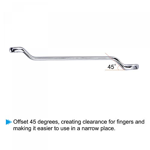 Uxcell 45-Degree Offset Box End Wrench Set, 8-22Mm Metric Cr-V Steel With Rolling Pouch, 6-Piece #TOP3