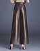HaoMay Women's High Waist Wide Leg PU Faux Leather Cropped Pants Culottes(Brown-M)